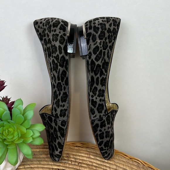 Emy Mack Leopard Flats 8.5 Gray Black Leather - Picture 6 of 9